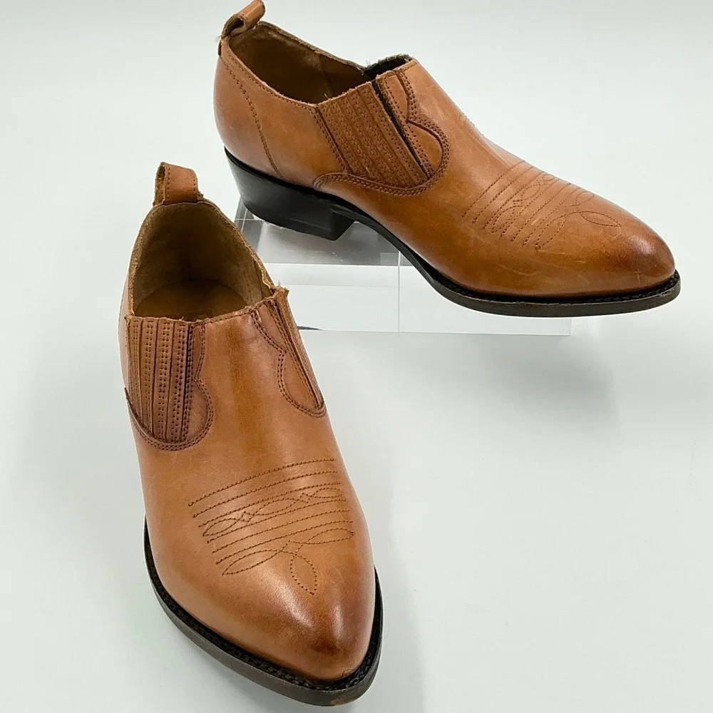 Frye Size 10 Womens Western Shootie Leather Ankle Booties Cognac NEW Cara $165